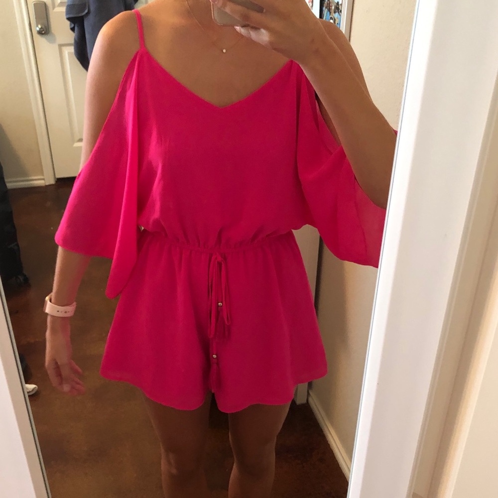 Hot pink chiffon ROMPER